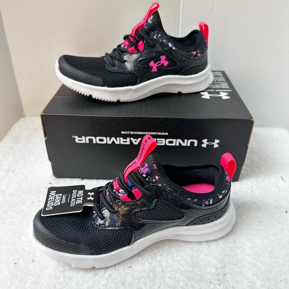 Under Armour Kids' Black and Pink Sneakers